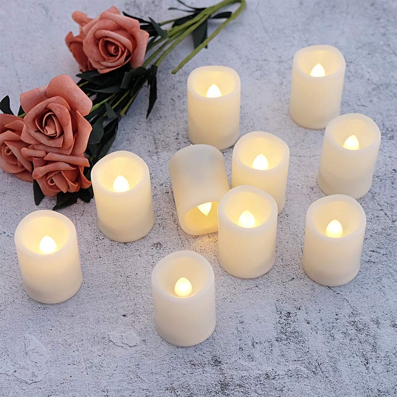 DRomance Flameless Flickering LED Votive Candles Remote and Timer, Battery Operated Tealights Battery Included, Amber Yellow Light 1.5 x 2 inch Set of 12 for Christmas Decoration - Image 2